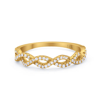 14K Yellow Gold Half Eternity Infinity Twisted Ring Simulated Cubic Zirconia Size-7